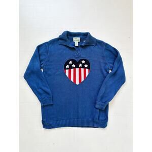 Vintage The Quacker Factory American Flag Heat Collared Sweater Medium